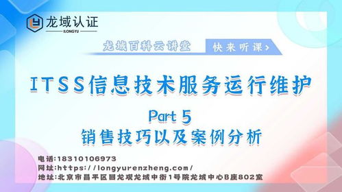 龙域认证ITSS信息技术服务运行维护 销售技巧与案例分析
